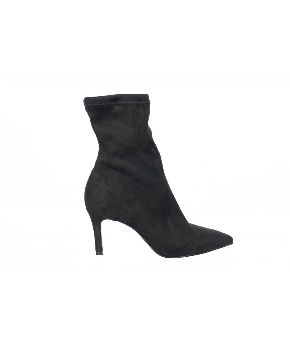 bottines-daim-726cvl-1.jpg Célia Bottine stretch : Effet Daim Noir à Petit Talon – Image 1