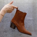 Bottines santiag cuir daim camel