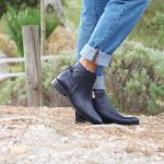 Bottines cavalières plates cuir bleu
