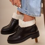Bottines fourrées basses cuir noir