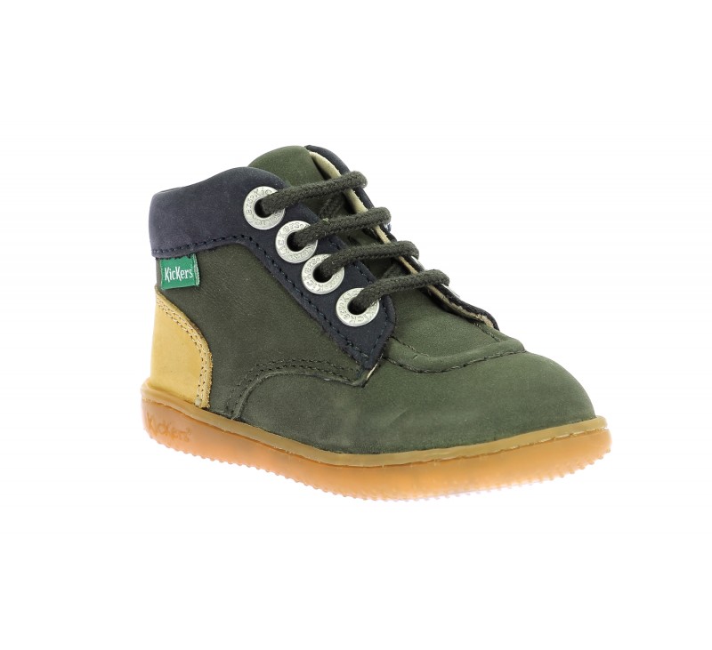 bottines-garcon-170qvl-1.jpg Bottines Kickers KICKICONIC 961610 Kaki / Jaune | Bottines Kickers pour Enfant – Image 1