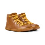 Bottines marrons à lacets jaunes enfant Peu Cami Kids marron clair en cuir Camper | 3 SUISSES