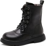 DADAWEN Bottines Garçon Fille Bottes Enfant Plates Antidérapant Ankle Boot/Bottes de printemps et d'automne noir 28 : Amazon.fr: Mode
