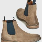 Bottines Chelsea Boots pour Homme en Daim Beige et élastiques Bleus SCHMOOVE
