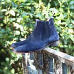 Chelsea boots cuir daim bleu marine