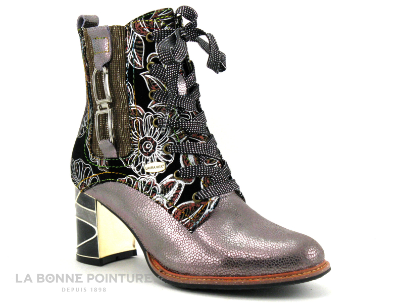 bottines-laura-vita-299hpm-1.jpg Achat chaussures Laura Vita Femme Boots, vente Laura Vita MARBREO 02 Acier Boots Femme argent Talon haut – Image 1