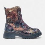 Bottines à lacets Femme en cuir bordeaux