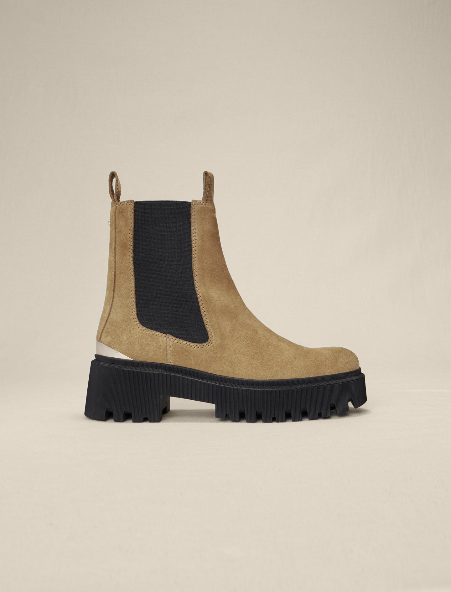 bottines-maje-087ngb-1.jpg Bottines en cuir à plateforme marron pour femme | Maje – Image 1