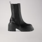 Bottines en cuir gris / noir pour femme | Maje