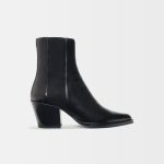 Bottines en cuir lisse mi haute Noir pour femme | Maje