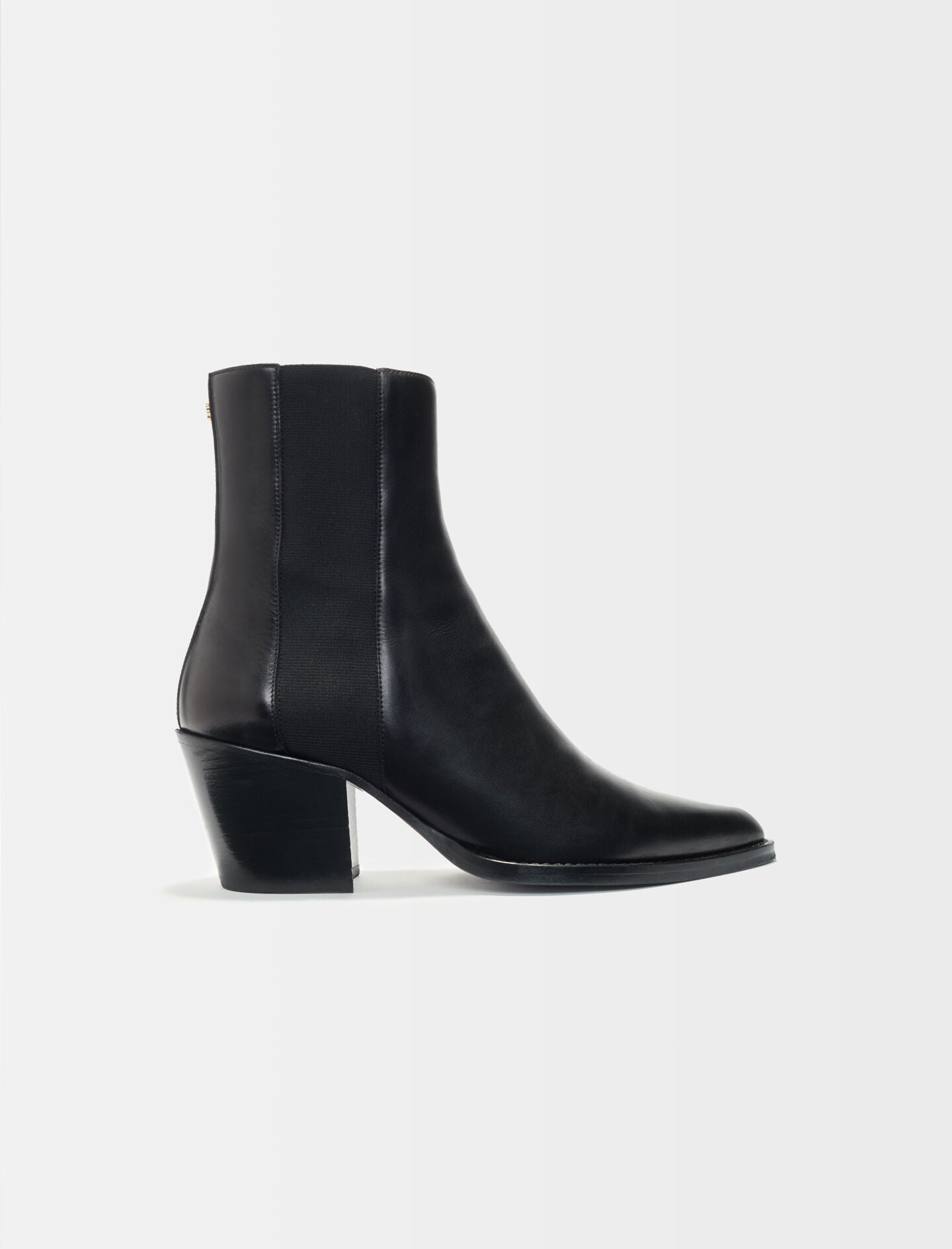 bottines-maje-481hfh-1.jpg Bottines en cuir lisse mi haute Noir pour femme | Maje – Image 1