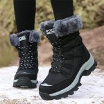 FNKDOR Chaussure de Sport Randonnée Femme Bottes de Neige Montantes Imperméable Antidérapant Chaudes Sneakers de Trekking Chaussures de Marche : ...