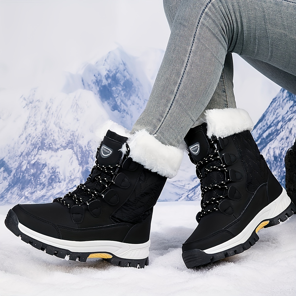 chaussure-de-neige-623zdu-1.jpg Bottes Neige Femme Chaudes, Imperméables, Antidérapantes – Modèle à Enfiler, Doublure Velours – Hiver Confortable – Image 1