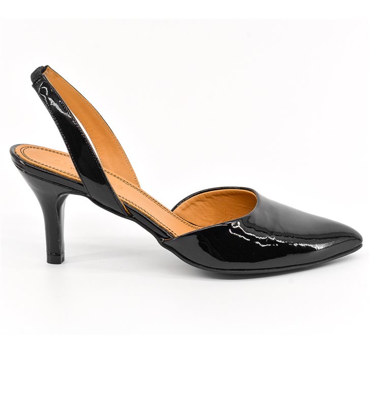 chaussure-femme-talon-255tfe-1.jpg Chaussures à talon Escarpins femme en cuir vernis noir – Image 1