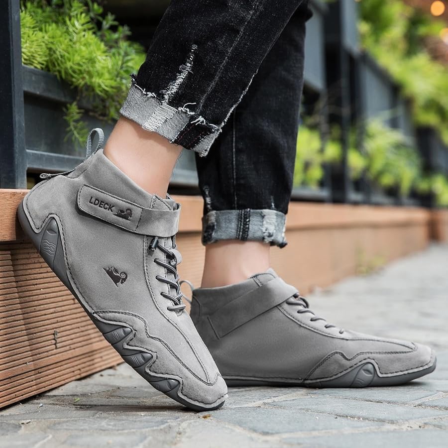 chaussure-haute-homme-072jyu-1.jpg Chaussures de sport tendance en cuir pour homme Design tendance pour un style de vie actif Baskets montantes pour homme Chaussures de randonnée, ... – Image 1