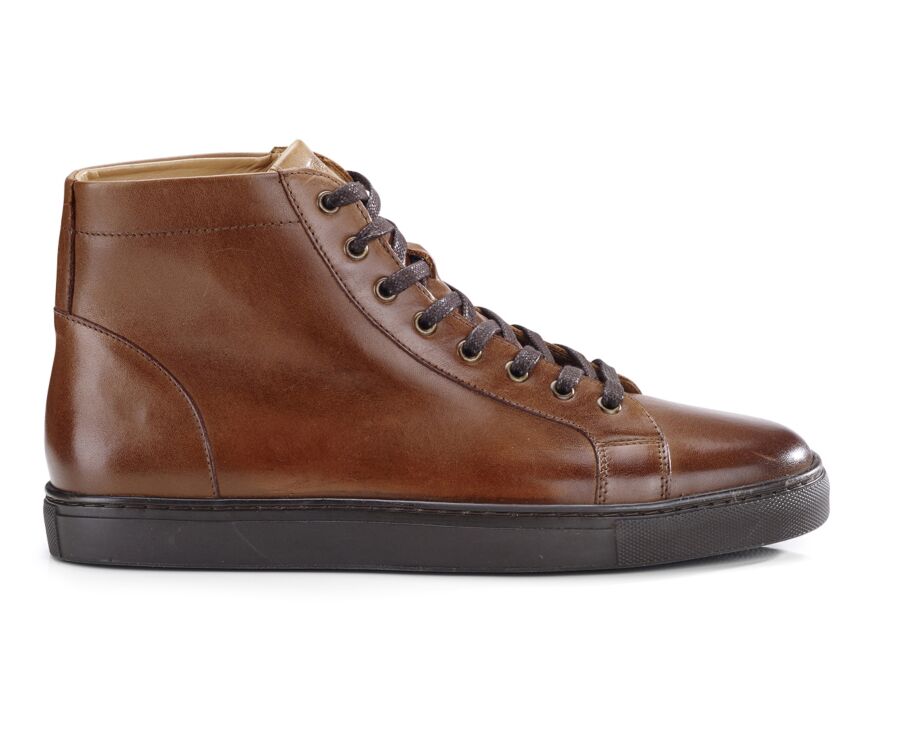 chaussure-haute-homme-821njo-1.jpg Sneakers montantes homme cuir Châtaigne Foncé Patiné Hawthorne | Bexley – Image 1