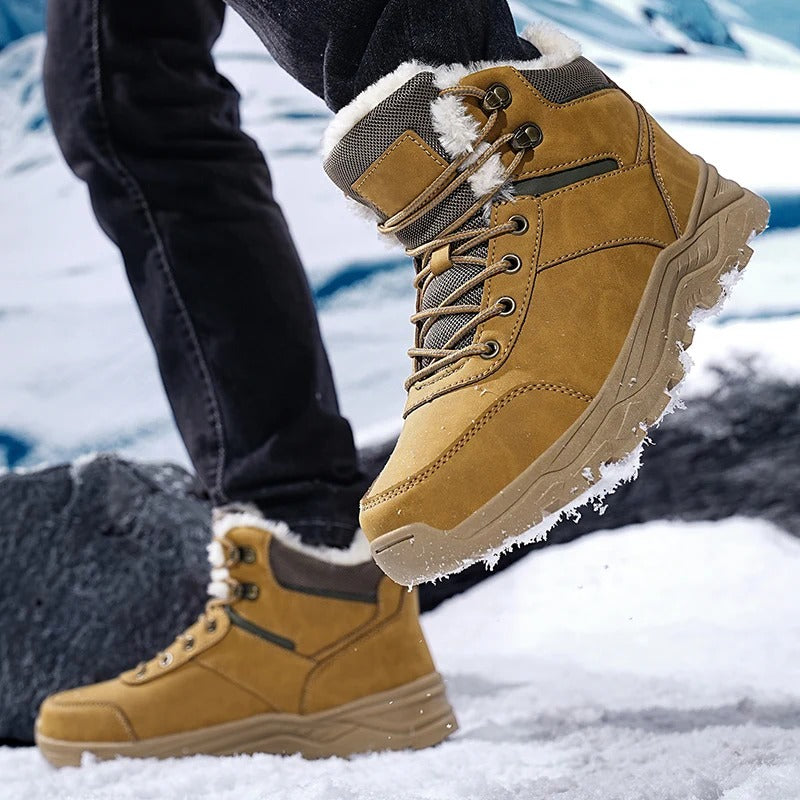 chaussure-neige-homme-664syv-1.jpg Winter Boots Outdoor Z20 Bottes De Neige Homme – Chaussures D'hiver étanches, Doublure Polaire, Semelle Antidérapante, Laçage, Style Casual – Image 1