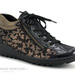 Achat chaussures Remonte Femme Chaussure montante, vente Remonte D1462 90 Leopard noir et marron Basket montante Femme