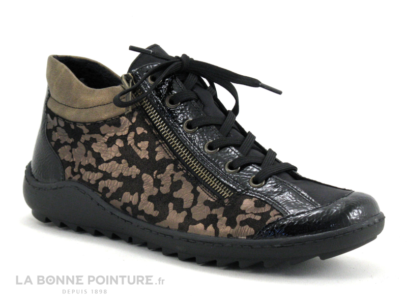 chaussures-remonte-femme-soldes-029cti-1.jpg Achat chaussures Remonte Femme Chaussure montante, vente Remonte D1462 90 Leopard noir et marron Basket montante Femme – Image 1