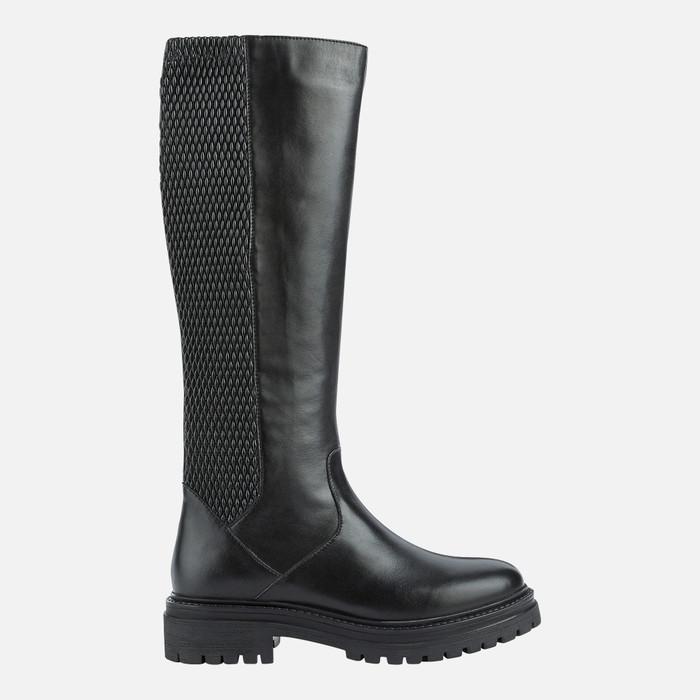 geox-bottes-femme-618fna-1.jpg Bottes femme IRIDEA GEOX Cuir Noir D26HRJ semelle épaisse – Image 1