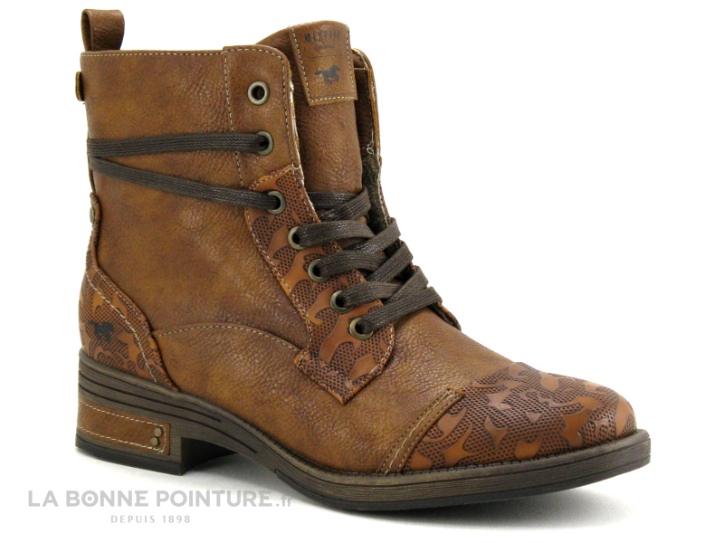 mustang-bottines-femme-610kcj-1.jpg Achat chaussures Mustang Shoes Femme Boots, vente Mustang 1293 501 307 Cognac Boots Femme marron – Image 1