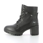 Mustang Bottine A Talon Avec Lacet Bottines à Lacets à Talon Femme Noir