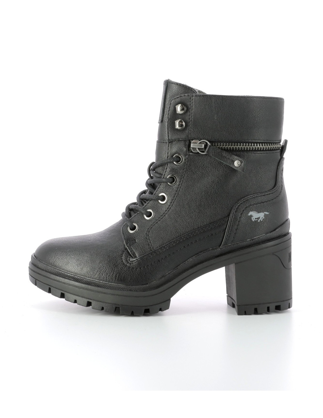 mustang-bottines-femme-747tom-1.jpg Mustang Bottine A Talon Avec Lacet Bottines à Lacets à Talon Femme Noir – Image 1