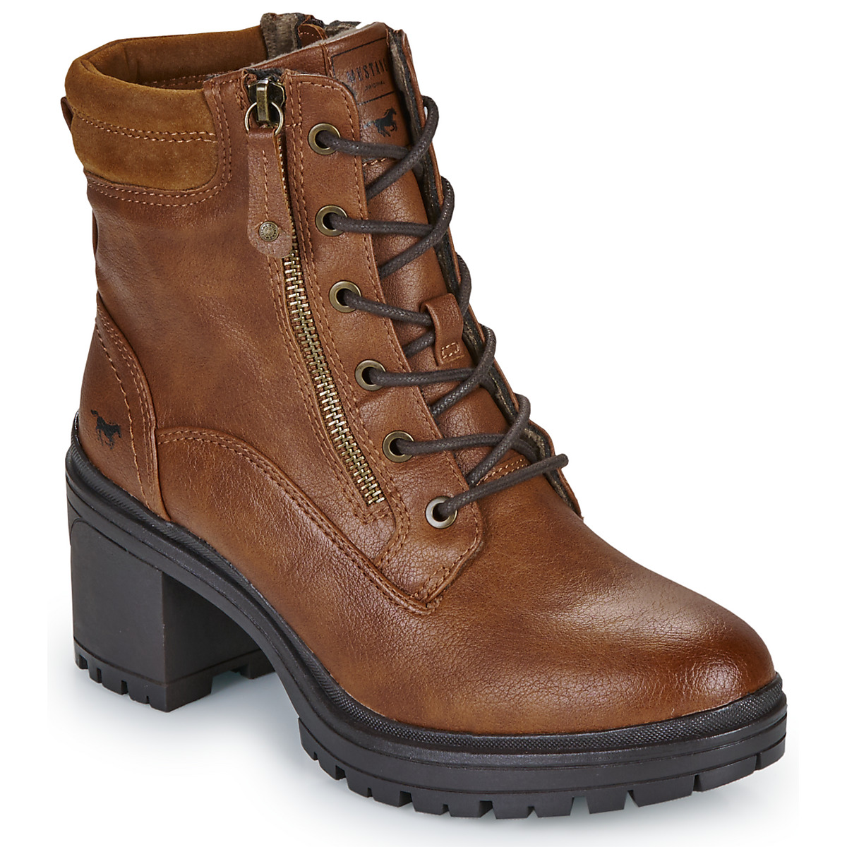 mustang-bottines-femme-902xzu-1.jpg Mustang 1409506 Cognac Livraison Gratuite | Spartoo ! Chaussures Bottine Femme 56,95 € – Image 1