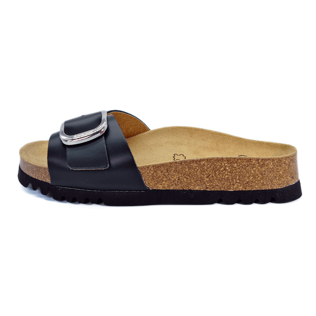 scholl-chaussures-femme-986plt.png Sandale femme confortable en cuir noir Scholl Scarpe chaussures – Image 1